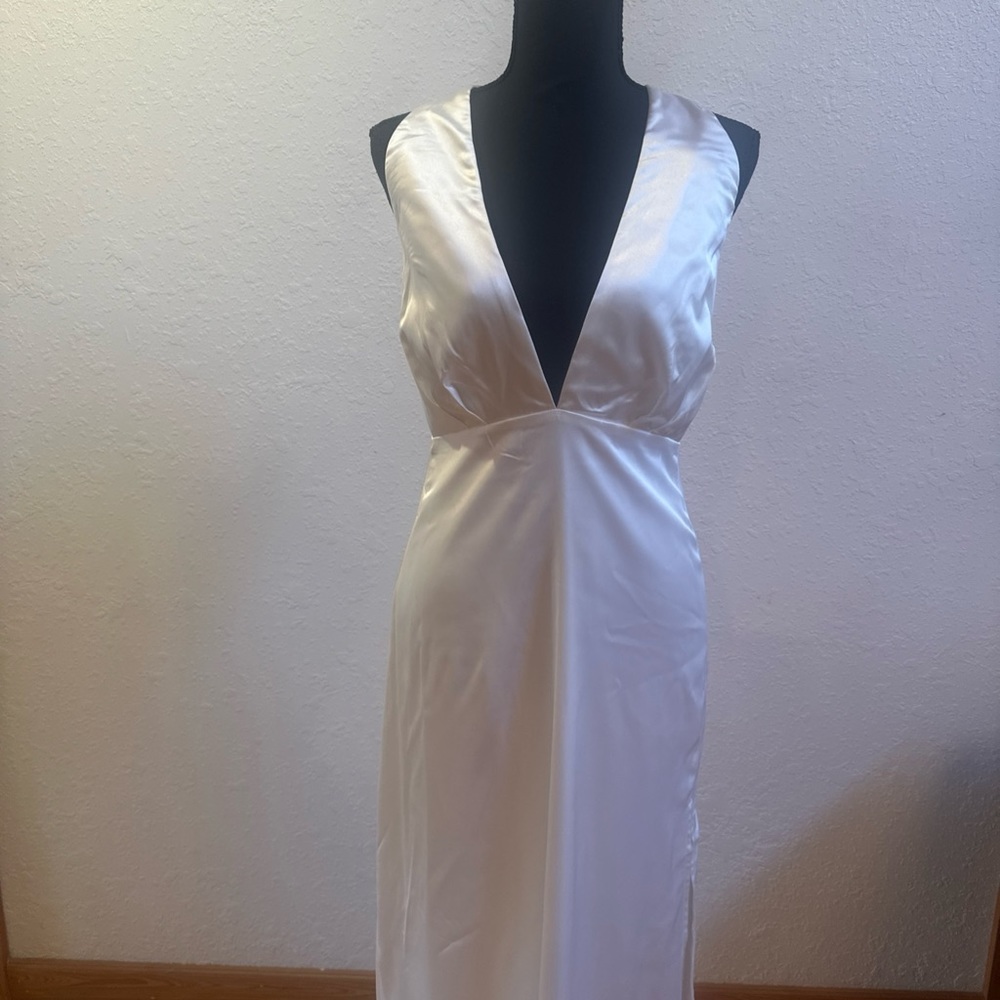 - Lulus white satin elegant dress.